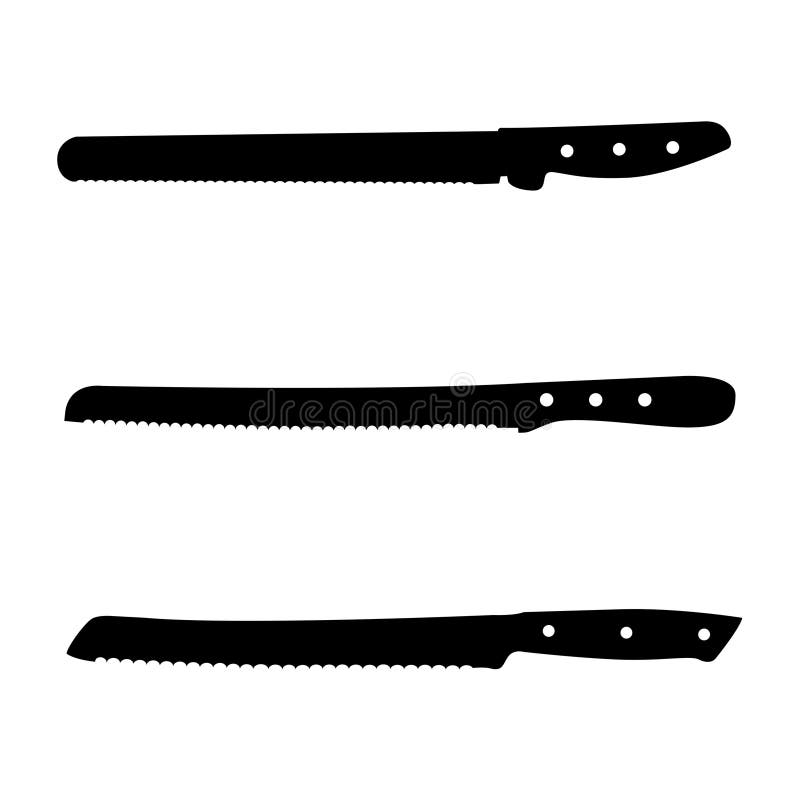 Bread Knife Silhouette. Black and White Icon Design Element on Isolated