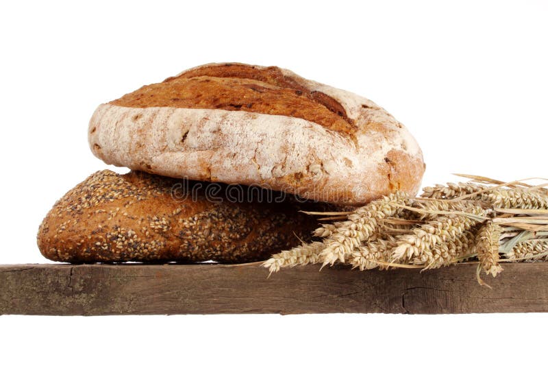 Bread Loaf and Buns on a Shelf Stock Photo Image of grain, buns 21485410