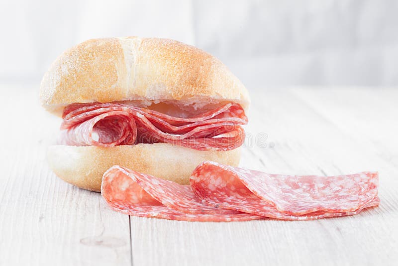Bread Loaf with Salami stock photo. Image of snack, sandwich 72050306