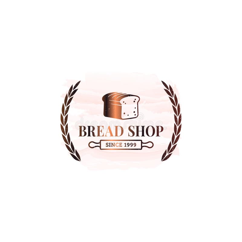Bread logo for bakery watercolor background design stock illustration