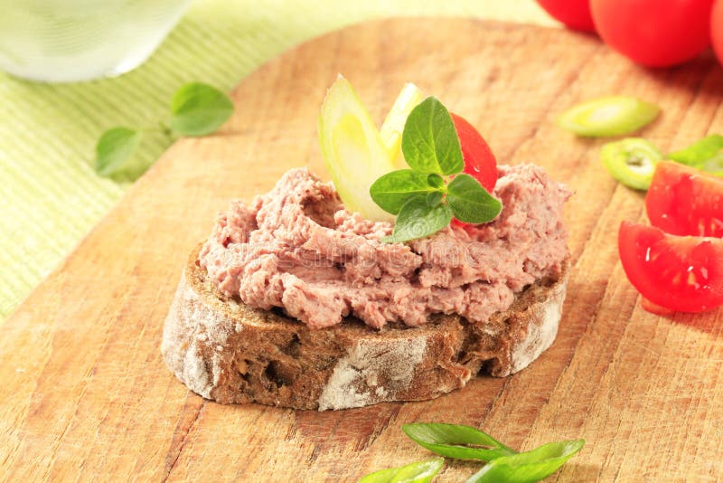 Bread with meat spread stock image. Image of spread, wheat 31428947