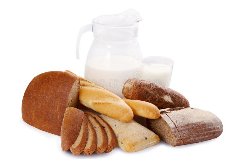 Bread and milk,isolated stock image. Image of healthy 34721571