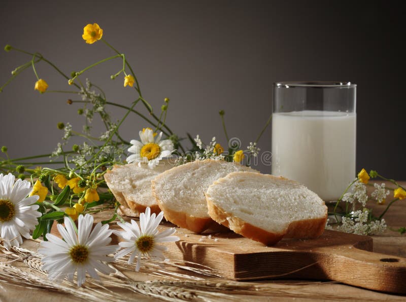 Bread, milk and wild flowers