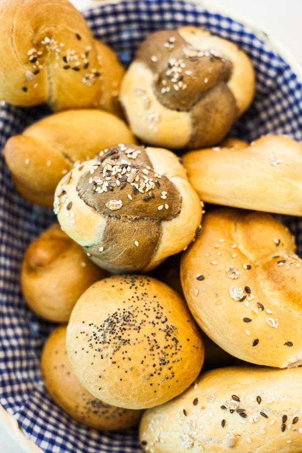 Bread muffins in basket stock image. Image of flour, making 28629023