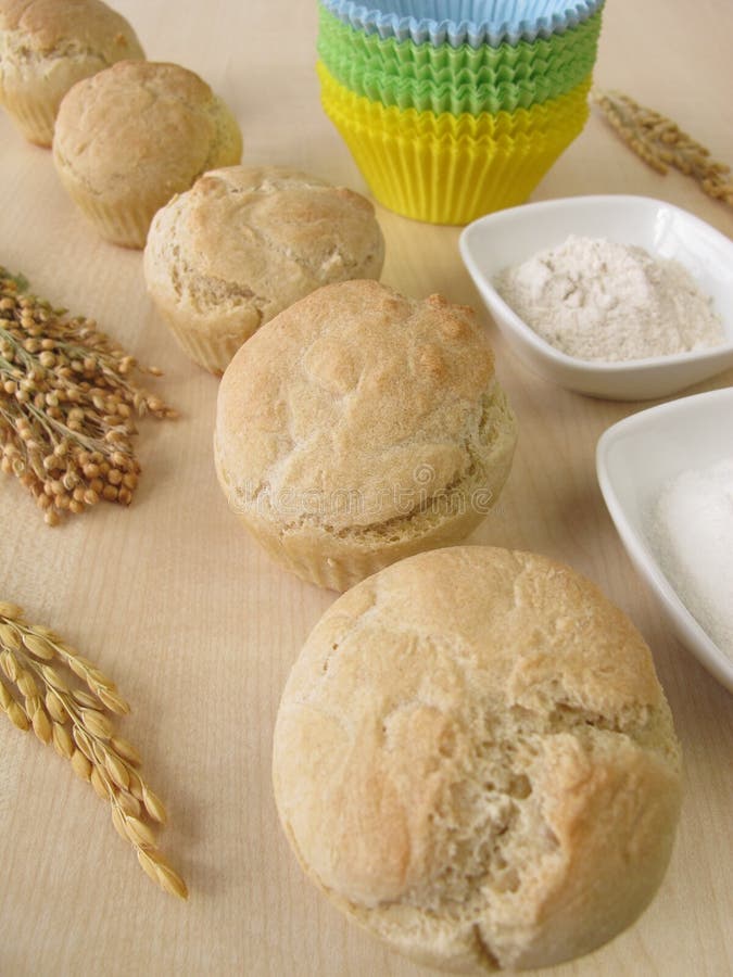 Bread Muffins with Spelt, Millet and Rice Stock Image Image of baked