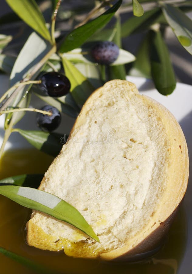 Bread, oil and olives stock image. Image of ingredient 11136519