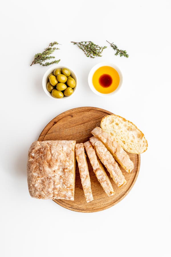 Bread with Olive Oil and Balsamic Vinegar. Italian Food Appetizer Stock