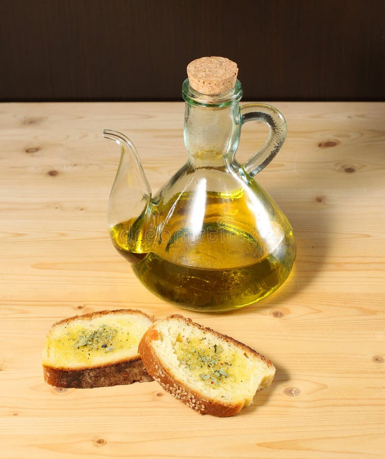 Bread and olive oil stock photo. Image of bottle, meal 3769286