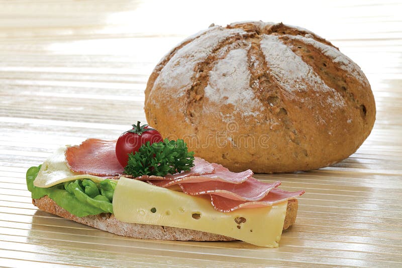 Bread roll sandwich. stock photo. Image of wheat, breakfast 200650920