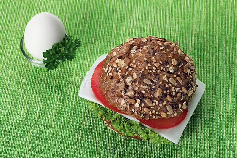 Bread roll sandwich. stock photo. Image of breakfast - 200650894