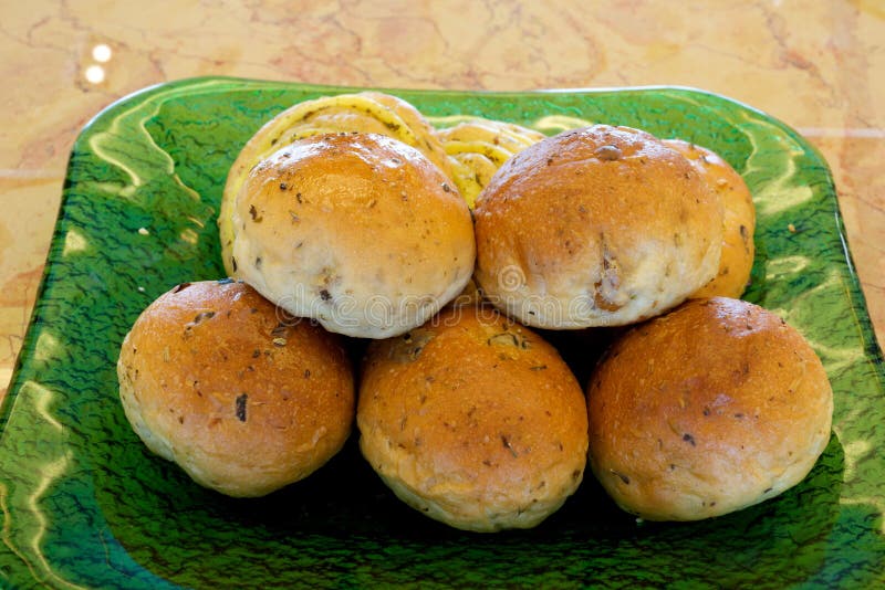 Bread rolls on a plate stock photo. Image of rolls, buffet 39870082