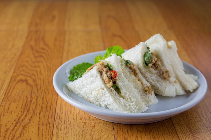 Slices of Bread with Jam and Ham, Tamoto, Lettuce, Egg Stock Image