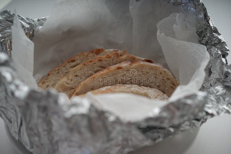 Bread Served Fresh Covered in Aluminium Foil Stock Image Image of