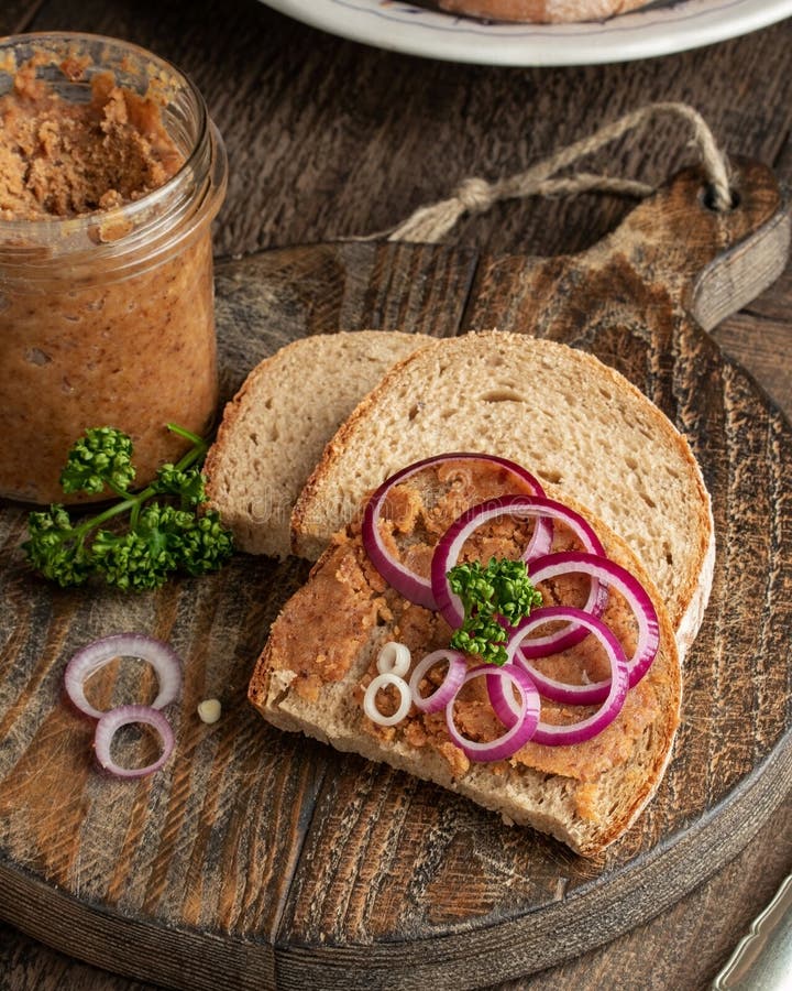Bread Slathered with Pork Lard Mixed with Ground Cracklings Stock Image