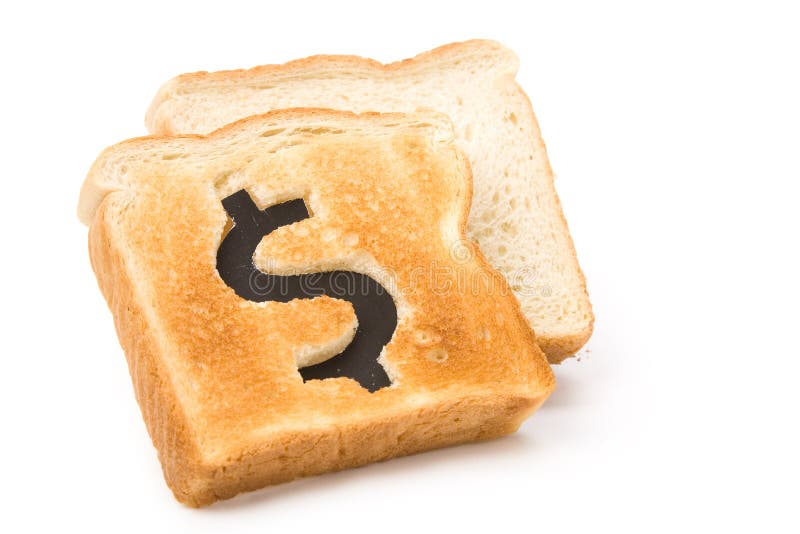 Bread Slice with Dollar Sign Stock Image Image of making, food 5348227