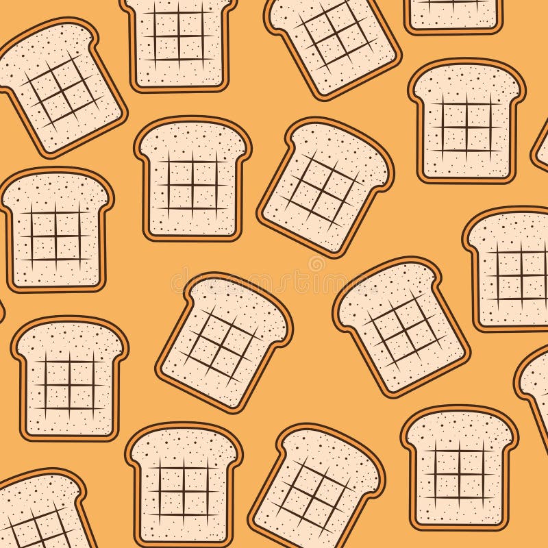 Bread Slice Pattern Colorful in Sepia Background Stock Vector