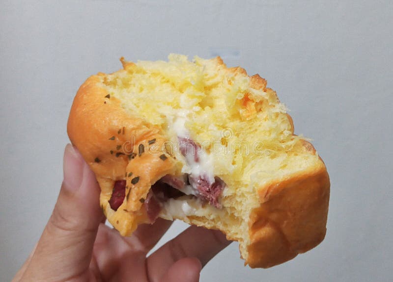 Soft and Delicious Melted Cheese and Meat Bread Stock Image Image of