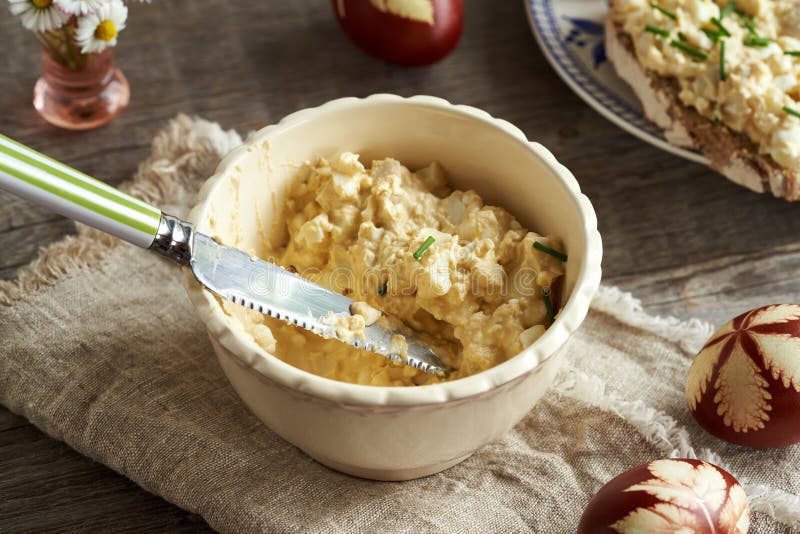 Bread Spread Made from Hardboiled Easter Eggs Stock Photo Image of