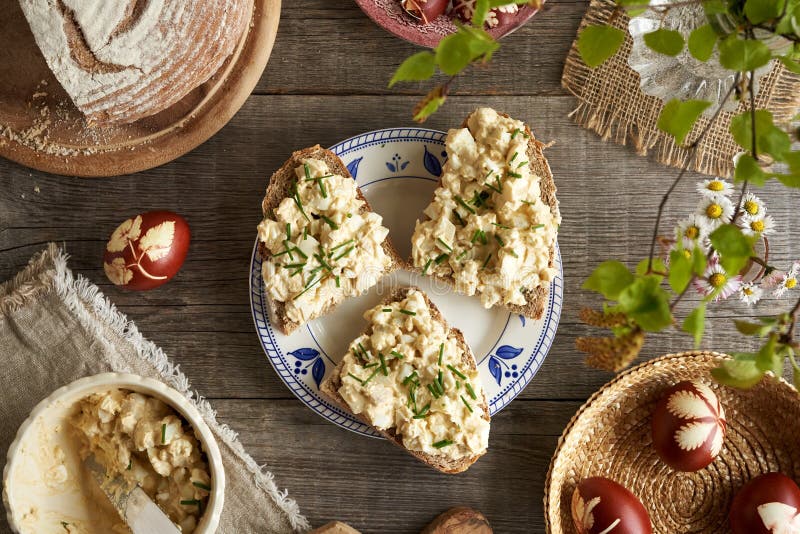 Bread Spread Made of Hard Boiled Easter Eggs Stock Photo Image of