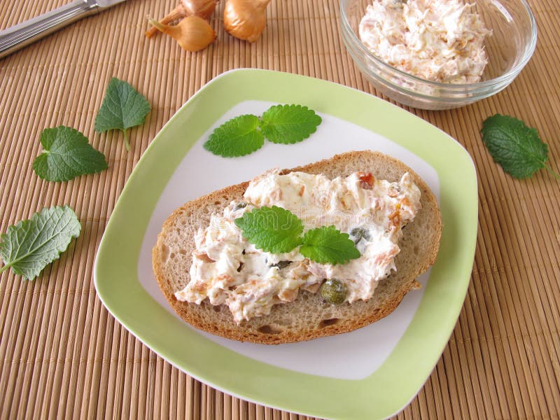Bread Spread with Cottage Cheese, Olives and Sweet Peppers Stock Photo Image of herbs, spread