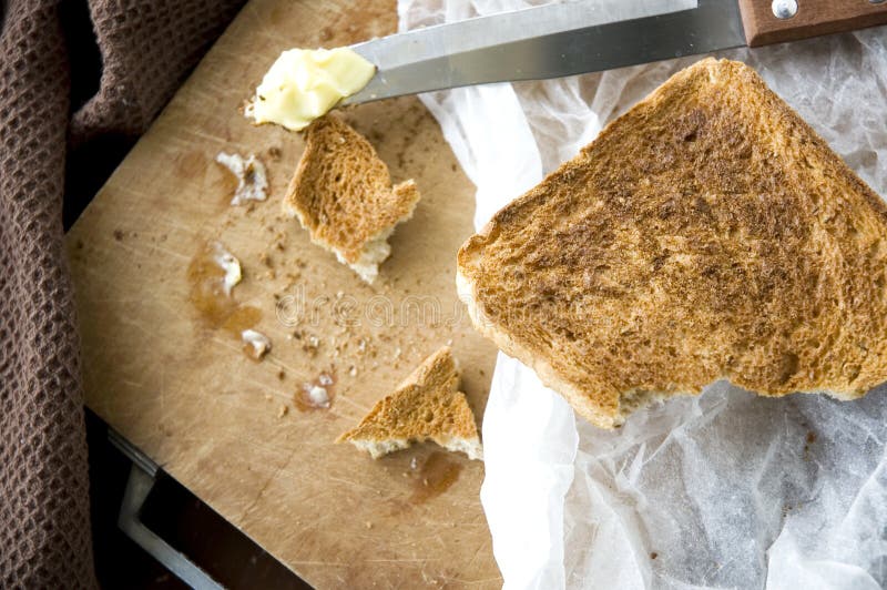Bread toast in kitchen