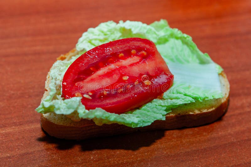 Bread with Tomato and Cabbage Stock Photo Image of dessert, isolated 249281050