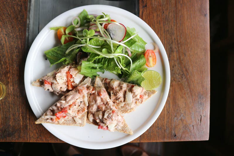 Bread with Tuna Spread and Vegetable Stock Image Image of fresh, flatbread 100412431