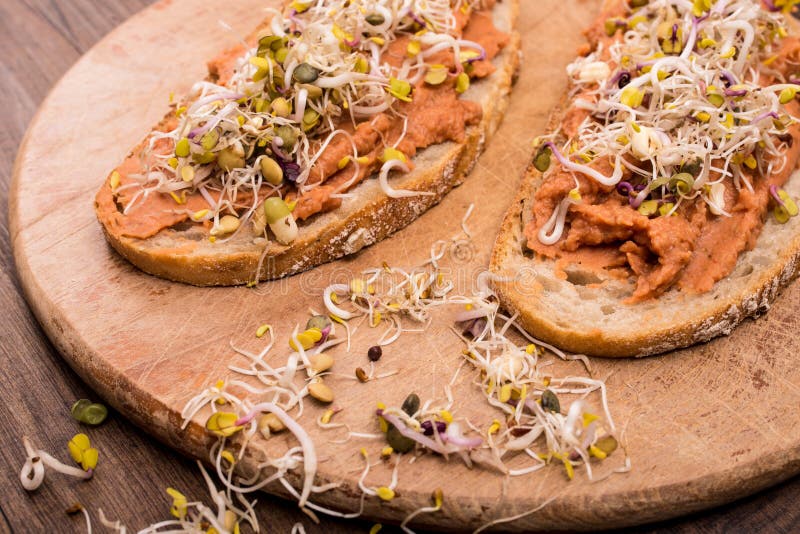 Bread with vegan spread stock photo. Image of spread 53352356