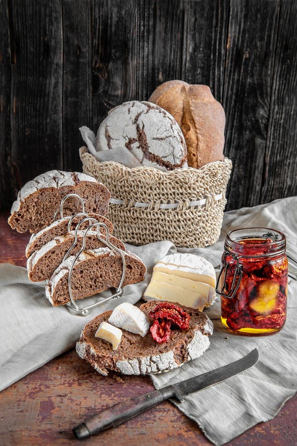 Bread Whole Wheat Leavened Handmade Cheese and Sundried Tomatoes