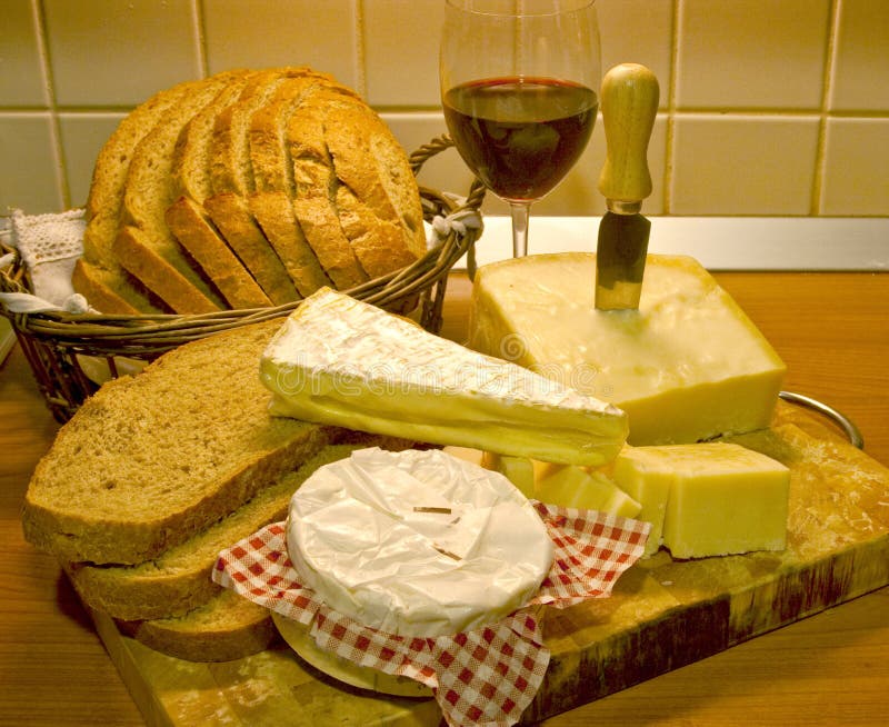 Bread wine and cheese