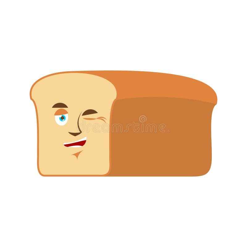 Bread Winks Emoji. Piece of Bread Happy Emotion Isolated Stock Vector
