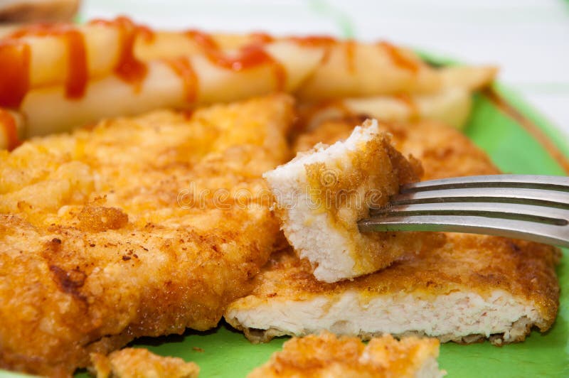 Breaded Chicken Breast in Frying Pan Stock Photo Image of healthy