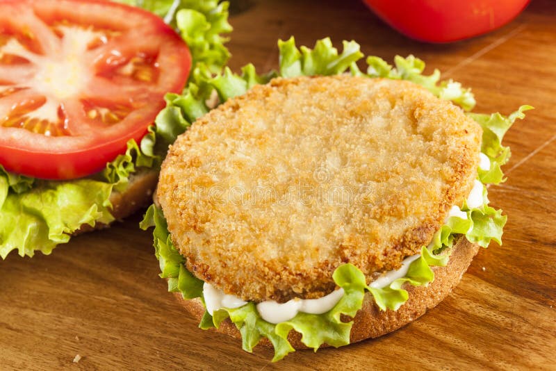 Breaded Chicken Patty Sandwich on a Bun Stock Photo Image of gourmet