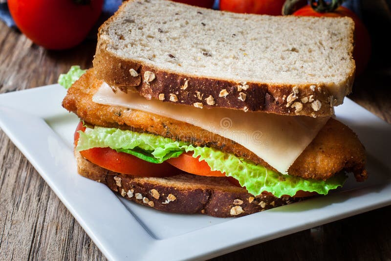 Breaded chicken sandwich stock photo. Image of snack 149802252