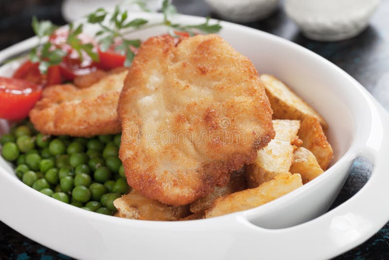 Breaded chicken steak stock image. Image of photograph 97255095