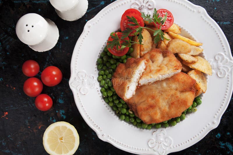 Breaded chicken steak stock image. Image of fried, breast 97259101