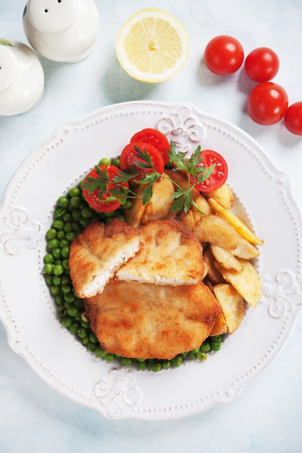Breaded chicken steak stock photo. Image of prepared 100987006