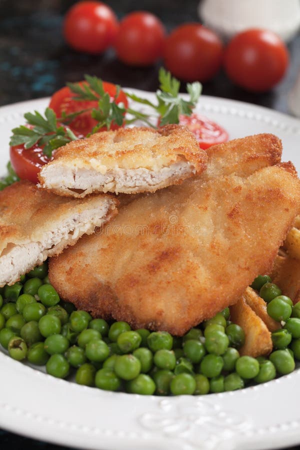 Breaded chicken steak stock photo. Image of fried, roasted 100989472