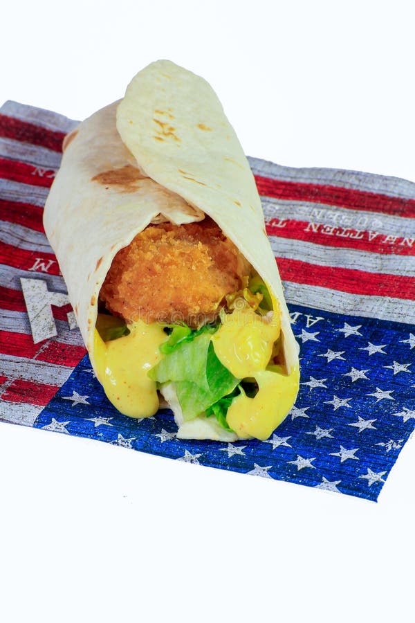 Breaded Chicken Tacos on a White Background Stock Photo Image of food