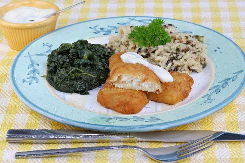 Breaded Fish Fillet Dinner stock image. Image of grain - 10247589