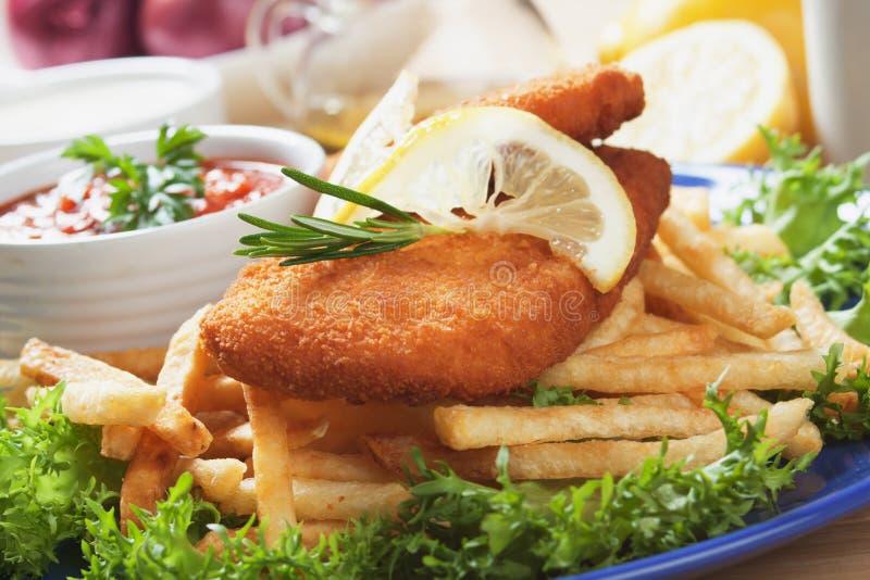Breaded Fish and French Fries Stock Image Image of horizontal