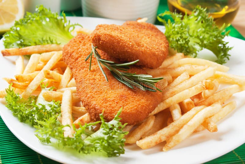 Breaded Fish and French Fries Stock Image Image of horizontal, fries