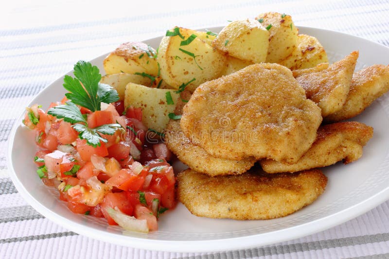 Breaded and fried chicken breast