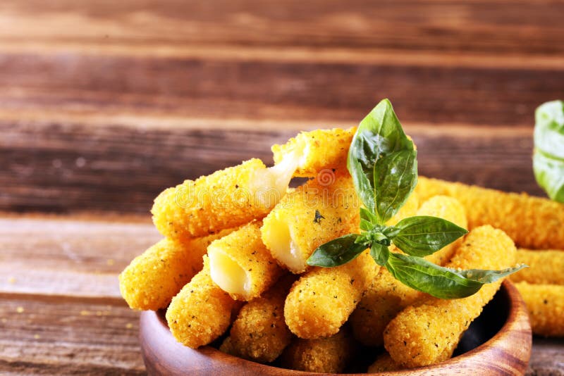 Breaded Mozzarella Cheese Sticks for Crispy Delicious Meal Stock Photo