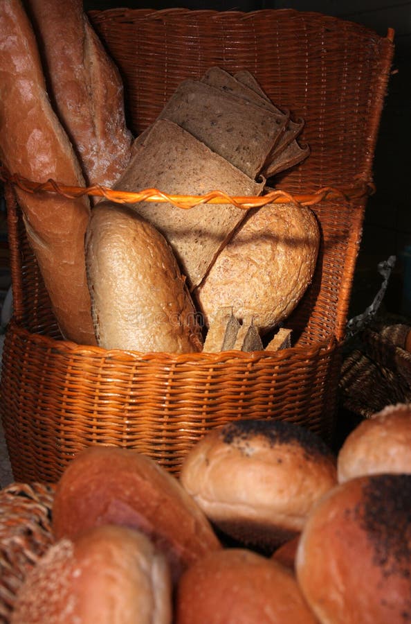Breads in basket stock photo. Image of pastry, bread, hard 9737810