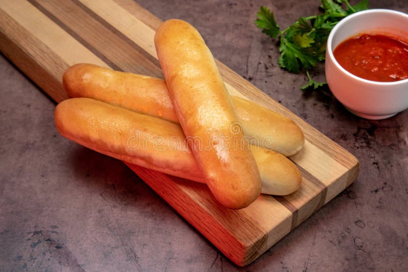 Breadsticks with Dipping Marinara Sauce Stock Photo Image of