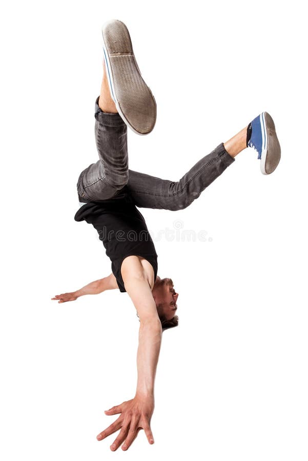 Break Dancer Doing One Handed Handstand Against A Stock Photo - Image ...