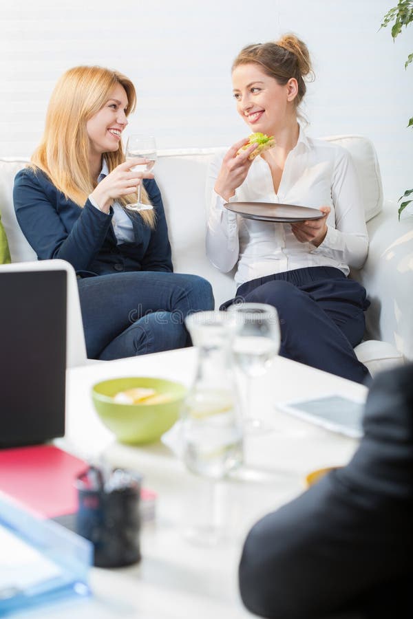 Coworkers Eating Lunch Together Stock Image Image of enjoying