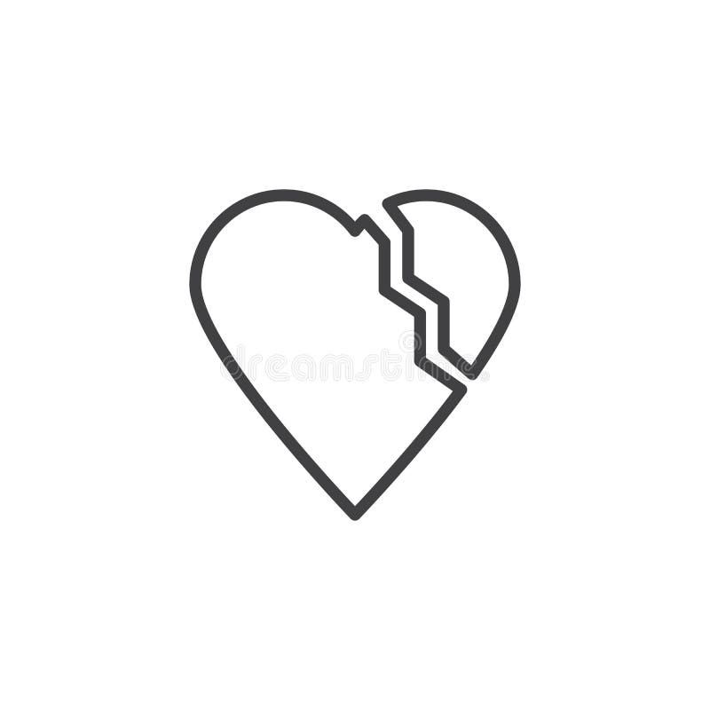 Heart Break Line Icon, Concept Sign, Outline Vector Illustration ...