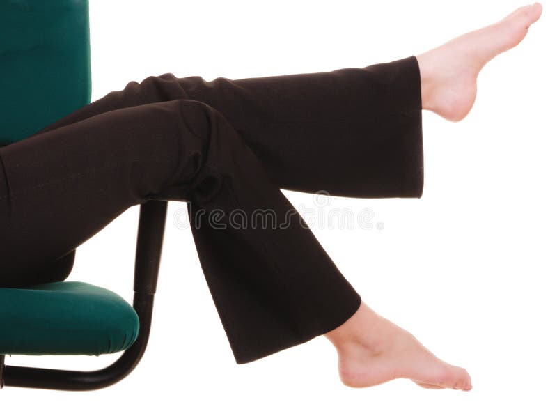 Break from work. Bare feet of businesswoman royalty free stock photography Break from work. Bare feet of businesswoman royalty free stock photography